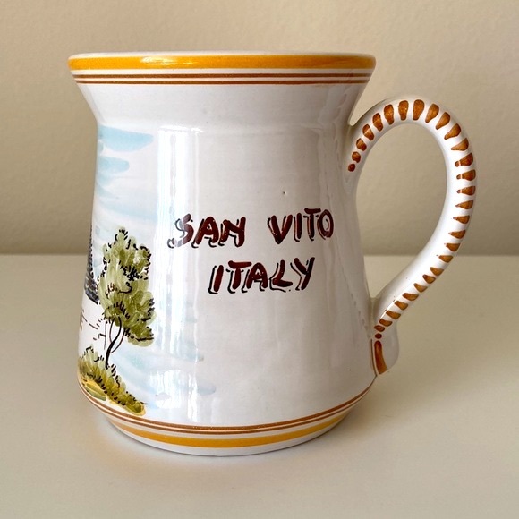 Italy Pottery Mug San Vito Puglia Large Dad Coffee Cup Fathers Day Trulia House - Picture 1 of 11